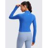 imageCRZ YOGA Womens Butterluxe Long Sleeve Workout Shirts Half Quarter Zip Sweatshirt Athletic Crop Tops Collared TShirtsSparkle Blue