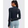 imageCRZ YOGA Womens Butterluxe Long Sleeve Workout Shirts Half Quarter Zip Sweatshirt Athletic Crop Tops Collared TShirtsTrue Navy