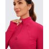 imageCRZ YOGA Womens Butterluxe Long Sleeve Workout Shirts Half Quarter Zip Sweatshirt Athletic Crop Tops Collared TShirtsViva Magenta