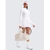 imageCRZ YOGA Womens Butterluxe Long Sleeve Workout Shirts Half Quarter Zip Sweatshirt Athletic Crop Tops Collared TShirtsWhite