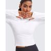 imageCRZ YOGA Womens Butterluxe Long Sleeve Workout Shirts Half Quarter Zip Sweatshirt Athletic Crop Tops Collared TShirtsWhite