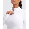 imageCRZ YOGA Womens Butterluxe Long Sleeve Workout Shirts Half Quarter Zip Sweatshirt Athletic Crop Tops Collared TShirtsWhite