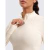 imageCRZ YOGA Womens Butterluxe Long Sleeve Workout Shirts Half Quarter Zip Sweatshirt Athletic Crop Tops Collared TShirtsWhite Apricot