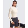 imageCRZ YOGA Womens Butterluxe Long Sleeve Workout Shirts Half Quarter Zip Sweatshirt Athletic Crop Tops Collared TShirtsWhite Apricot
