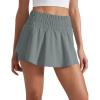 imageCRZ YOGA Athletic Shorts for Women High Waisted Flowy Ruffle Skirt Overlay for Workout Running Tennis with Zip PocketGrey Sage
