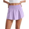 imageCRZ YOGA Athletic Shorts for Women High Waisted Flowy Ruffle Skirt Overlay for Workout Running Tennis with Zip PocketLilac