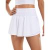 imageCRZ YOGA Athletic Shorts for Women High Waisted Flowy Ruffle Skirt Overlay for Workout Running Tennis with Zip PocketWhite