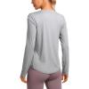 imageCRZ YOGA Lightweight Long Sleeve Workout Shirts for Women Gym Running Fall Tshirts High Neck Athletic Training TopsSilver Mist