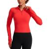 imageCRZ YOGA Womens Butterluxe Long Sleeve Workout Shirts Half Quarter Zip Sweatshirt Athletic Crop Tops Collared TShirtsDeep Red