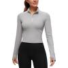 imageCRZ YOGA Womens Butterluxe Long Sleeve Workout Shirts Half Quarter Zip Sweatshirt Athletic Crop Tops Collared TShirtsGull Gray