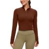 imageCRZ YOGA Womens Butterluxe Long Sleeve Workout Shirts Half Quarter Zip Sweatshirt Athletic Crop Tops Collared TShirtsJujube Brown