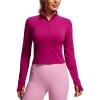 imageCRZ YOGA Womens Butterluxe Long Sleeve Workout Shirts Half Quarter Zip Sweatshirt Athletic Crop Tops Collared TShirtsMagenta Purple