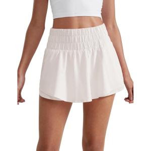 imageCRZ YOGA Athletic Shorts for Women High Waisted Flowy Ruffle Skirt Overlay for Workout Running Tennis with Zip PocketMilky White Bone