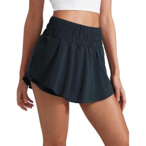 imageCRZ YOGA Athletic Shorts for Women High Waisted Flowy Ruffle Skirt Overlay for Workout Running Tennis with Zip PocketTrue Navy
