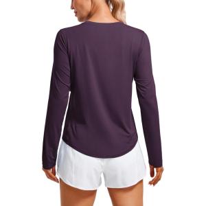 imageCRZ YOGA Lightweight Long Sleeve Workout Shirts for Women Gym Running Fall Tshirts High Neck Athletic Training TopsDeep Crocus Violet3