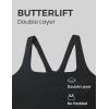 imageCRZ YOGA Butterlift Double Lined Square Neck Sports Bras for Women  Wireless VShaped Racerback Workout Yoga Top Non PaddedBlack