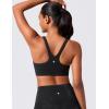 imageCRZ YOGA Butterlift Double Lined Square Neck Sports Bras for Women  Wireless VShaped Racerback Workout Yoga Top Non PaddedBlack