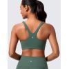 imageCRZ YOGA Butterlift Double Lined Square Neck Sports Bras for Women  Wireless VShaped Racerback Workout Yoga Top Non PaddedDark Forest Green