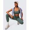 imageCRZ YOGA Butterlift Double Lined Square Neck Sports Bras for Women  Wireless VShaped Racerback Workout Yoga Top Non PaddedDark Forest Green