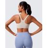 imageCRZ YOGA Butterlift Double Lined Square Neck Sports Bras for Women  Wireless VShaped Racerback Workout Yoga Top Non PaddedMojave Tan