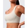 imageCRZ YOGA Butterlift Double Lined Square Neck Sports Bras for Women  Wireless VShaped Racerback Workout Yoga Top Non PaddedMojave Tan