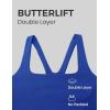 imageCRZ YOGA Butterlift Double Lined Square Neck Sports Bras for Women  Wireless VShaped Racerback Workout Yoga Top Non PaddedWaves Blue