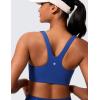 imageCRZ YOGA Butterlift Double Lined Square Neck Sports Bras for Women  Wireless VShaped Racerback Workout Yoga Top Non PaddedWaves Blue