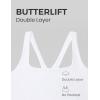 imageCRZ YOGA Butterlift Double Lined Square Neck Sports Bras for Women  Wireless VShaped Racerback Workout Yoga Top Non PaddedWhite