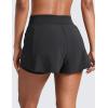 imageCRZ YOGA Double Layer Running Shorts for Women 3quot High Waisted 2 in 1 for Athletic Tennis Workout with Zip PocketsBlack