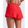 imageCRZ YOGA Double Layer Running Shorts for Women 3quot High Waisted 2 in 1 for Athletic Tennis Workout with Zip PocketsDeep Red