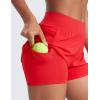imageCRZ YOGA Double Layer Running Shorts for Women 3quot High Waisted 2 in 1 for Athletic Tennis Workout with Zip PocketsDeep Red