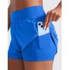 imageCRZ YOGA Double Layer Running Shorts for Women 3quot High Waisted 2 in 1 for Athletic Tennis Workout with Zip PocketsSparkle Blue