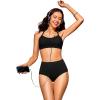 imageCRZ YOGA Womens High Waisted Bikini Bottom Tummy Control Bathing Suit Swimsuit Full Coverage Swim BriefsBlack