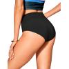 imageCRZ YOGA Womens High Waisted Bikini Bottom Tummy Control Bathing Suit Swimsuit Full Coverage Swim BriefsBlack