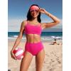 imageCRZ YOGA Womens High Waisted Bikini Bottom Tummy Control Bathing Suit Swimsuit Full Coverage Swim BriefsGranita Pink