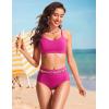 imageCRZ YOGA Womens High Waisted Bikini Bottom Tummy Control Bathing Suit Swimsuit Full Coverage Swim BriefsHibiscus Purple