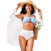 imageCRZ YOGA Womens High Waisted Bikini Bottom Tummy Control Bathing Suit Swimsuit Full Coverage Swim BriefsWhite