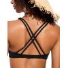 imageCRZ YOGA Womens V Neck Bikini Tops Twist Front Bathing Suit Criss Cross Back Swimsuit PaddedBlack