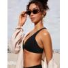 imageCRZ YOGA Womens V Neck Bikini Tops Twist Front Bathing Suit Criss Cross Back Swimsuit PaddedBlack