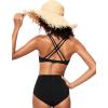 imageCRZ YOGA Womens V Neck Bikini Tops Twist Front Bathing Suit Criss Cross Back Swimsuit PaddedBlack
