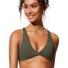 imageCRZ YOGA Womens V Neck Bikini Tops Twist Front Bathing Suit Criss Cross Back Swimsuit PaddedDark Olive
