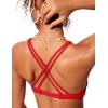 imageCRZ YOGA Womens V Neck Bikini Tops Twist Front Bathing Suit Criss Cross Back Swimsuit PaddedDeep Red