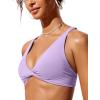 imageCRZ YOGA Womens V Neck Bikini Tops Twist Front Bathing Suit Criss Cross Back Swimsuit PaddedElfin Purple