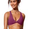 imageCRZ YOGA Womens V Neck Bikini Tops Twist Front Bathing Suit Criss Cross Back Swimsuit PaddedFuchsia