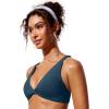 imageCRZ YOGA Womens V Neck Bikini Tops Twist Front Bathing Suit Criss Cross Back Swimsuit PaddedInsignia Blue