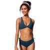 imageCRZ YOGA Womens V Neck Bikini Tops Twist Front Bathing Suit Criss Cross Back Swimsuit PaddedInsignia Blue