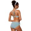 imageCRZ YOGA Womens V Neck Bikini Tops Twist Front Bathing Suit Criss Cross Back Swimsuit PaddedLight Grayish Blue