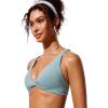 imageCRZ YOGA Womens V Neck Bikini Tops Twist Front Bathing Suit Criss Cross Back Swimsuit PaddedLight Grayish Blue