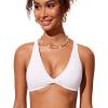 imageCRZ YOGA Womens V Neck Bikini Tops Twist Front Bathing Suit Criss Cross Back Swimsuit PaddedWhite
