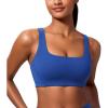 imageCRZ YOGA Butterlift Double Lined Square Neck Sports Bras for Women  Wireless VShaped Racerback Workout Yoga Top Non PaddedWaves Blue